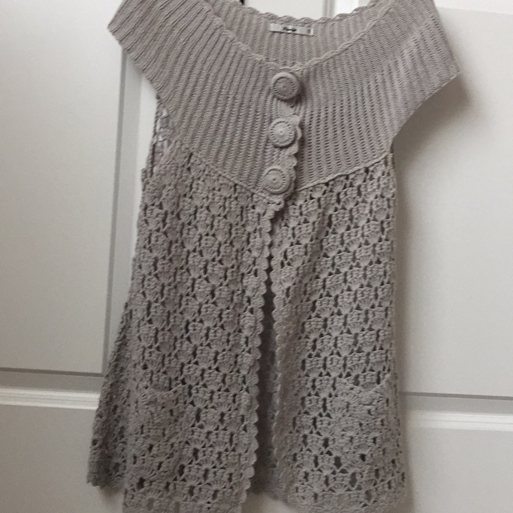 Grey sweater tank cardigan